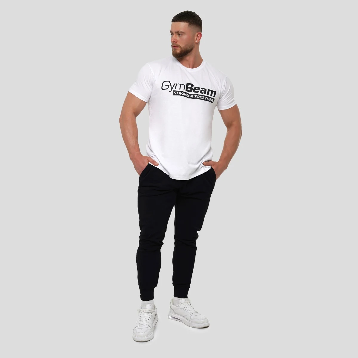 GymBeam Stronger Together T-shirt White - Rozmiar: M | Kolor: Biały | Waga: 0,2 g · záber 5