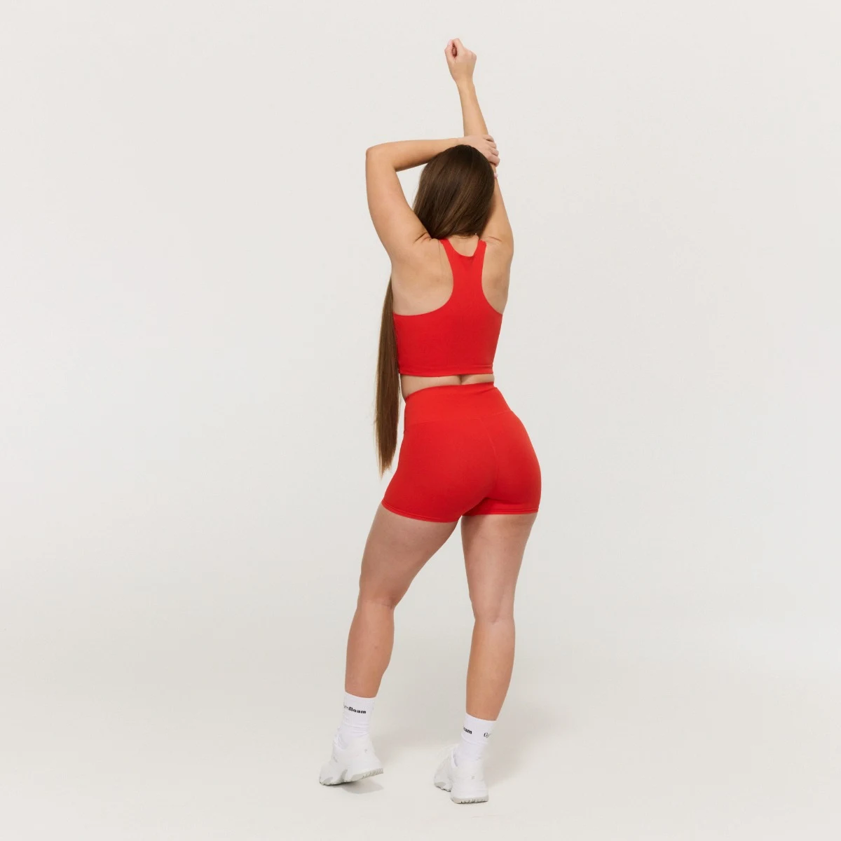 GymBeam Women‘s BEAT Shorts Tangerine - Rozmiar: L | Kolor: Pomarańczowy | Waga: 0,08 g | Opakowanie: 40 · záber 4