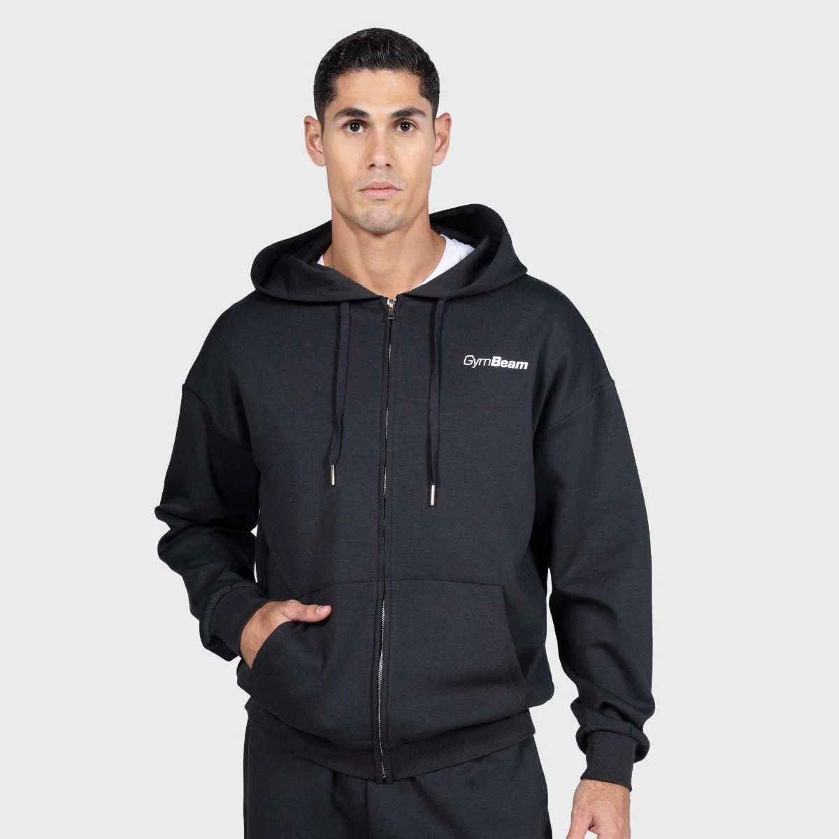 GymBeam Relay Zip Hoodie Black - Rozmiar: S | Kolor: Czarny | Waga: 0,60386 g | Opakowanie: 34 · záber 1