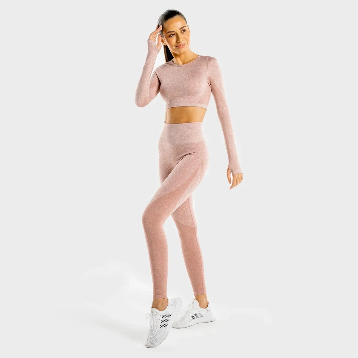 SQUATWOLF Women‘s Seamless Crop Top Marl rose gold - Rozmiar: M | Kolor: Różowy | Waga: 0,21 g | Opakowanie: 100 · záber 4