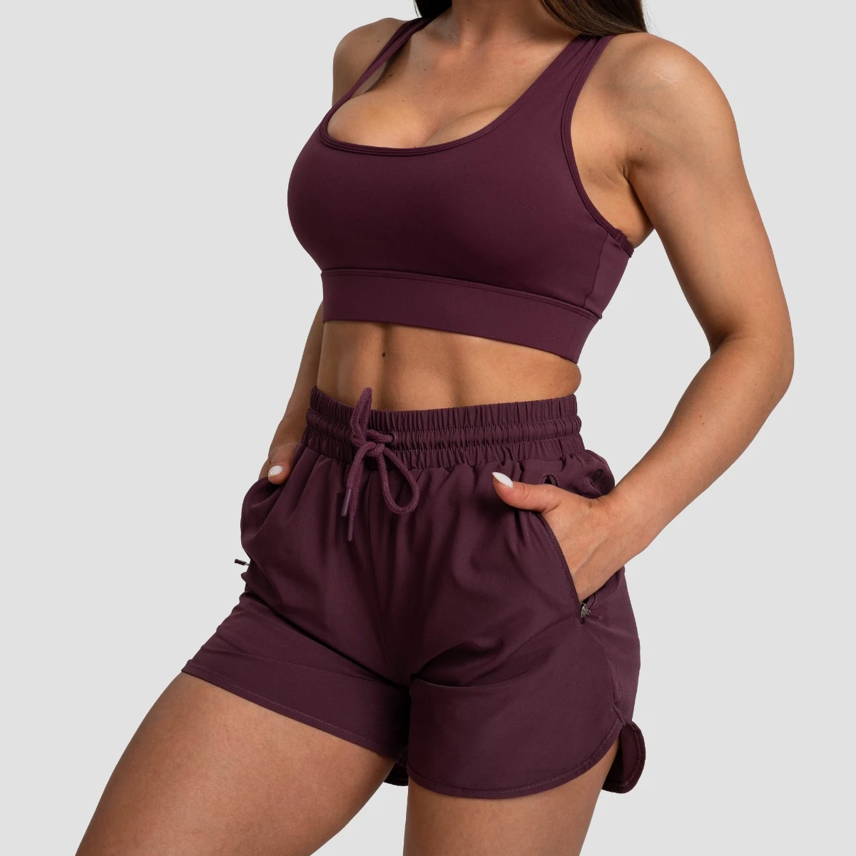 GymBeam Women‘s TRN Shorts Eggplant - Rozmiar: XS | Kolor: Fioletowy | Waga: 0,16 g | Opakowanie: 105 · záber 3