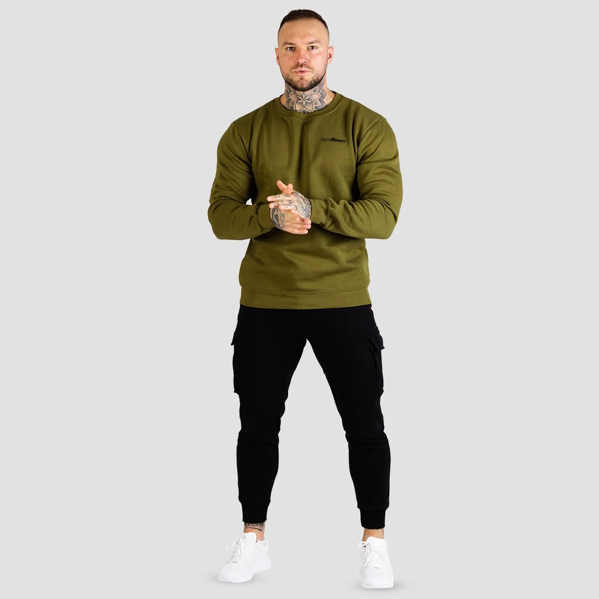 GymBeam Męska bluza Basic Military Green - Rozmiar: L | Pohlavie: Męskie | Vek: Dorośli | Waga: 0,39 g | Opakowanie: 30 · záber 5