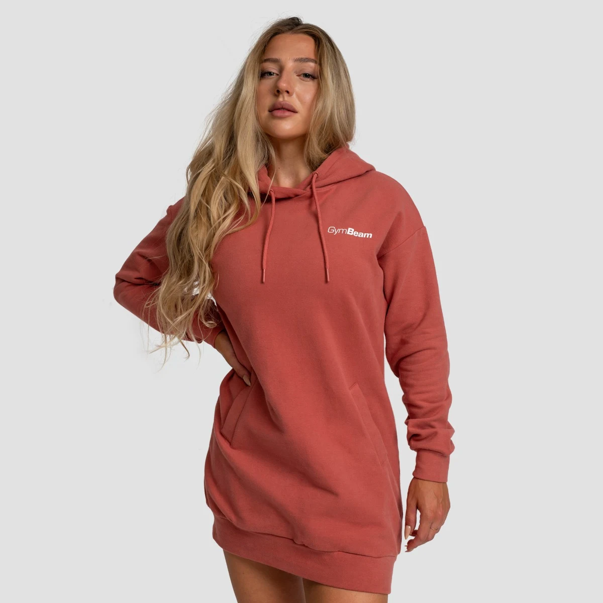 GymBeam Women‘s Limitless Longline Hoodie Cinnamon - Rozmiar: S | Kolor: Pomarańczowy | Waga: 0,716 g | Opakowanie: 30 · záber 1