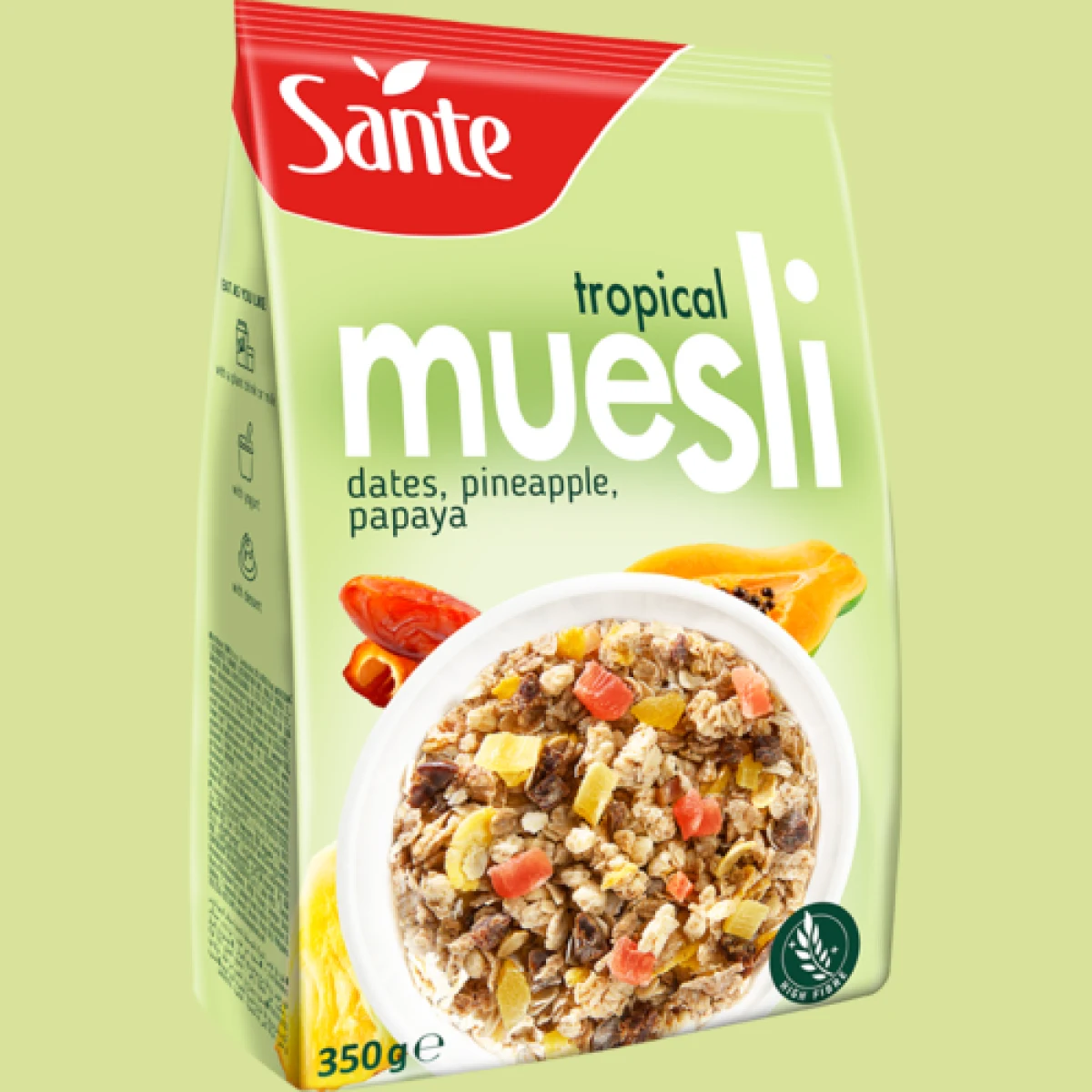 Sante Müsli 350 g - Smak: Tropikalny | Waga: 4,9 g | Opakowanie: 14 x 350 g · záber 3