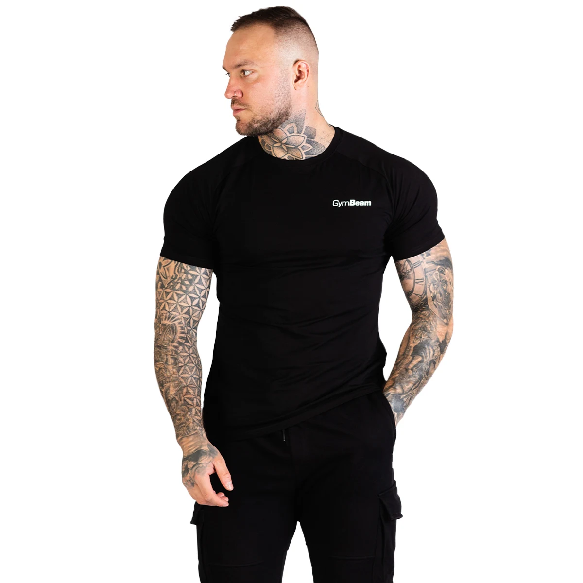 GymBeam Men‘s Fitted TRN T-shirt Black - Rozmiar: XL | Kolor: Czarny | Waga: 0,22 g | Opakowanie: 100 · záber 5