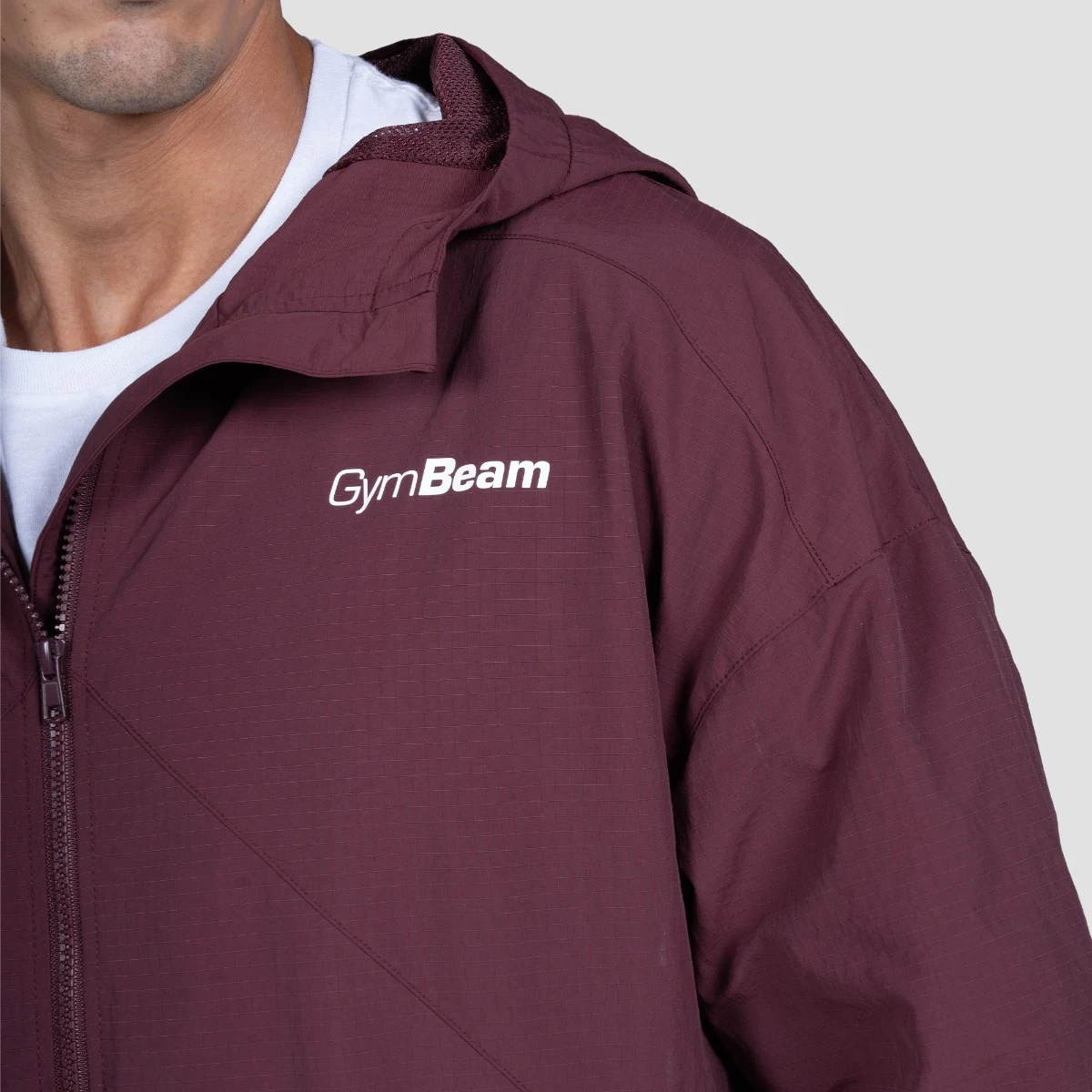 GymBeam Men‘s Relay Jacket Fig - Rozmiar: S | Kolor: Czerwony | Waga: 0,505 g | Opakowanie: 34 · záber 2