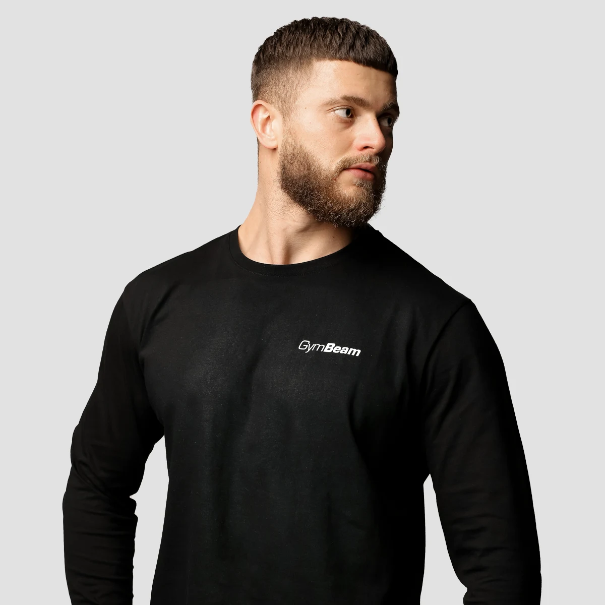GymBeam Men‘s Basic Long Sleeve T-Shirt Black - Rozmiar: L | Kolor: Czarny | Waga: 0,219 g · záber 2