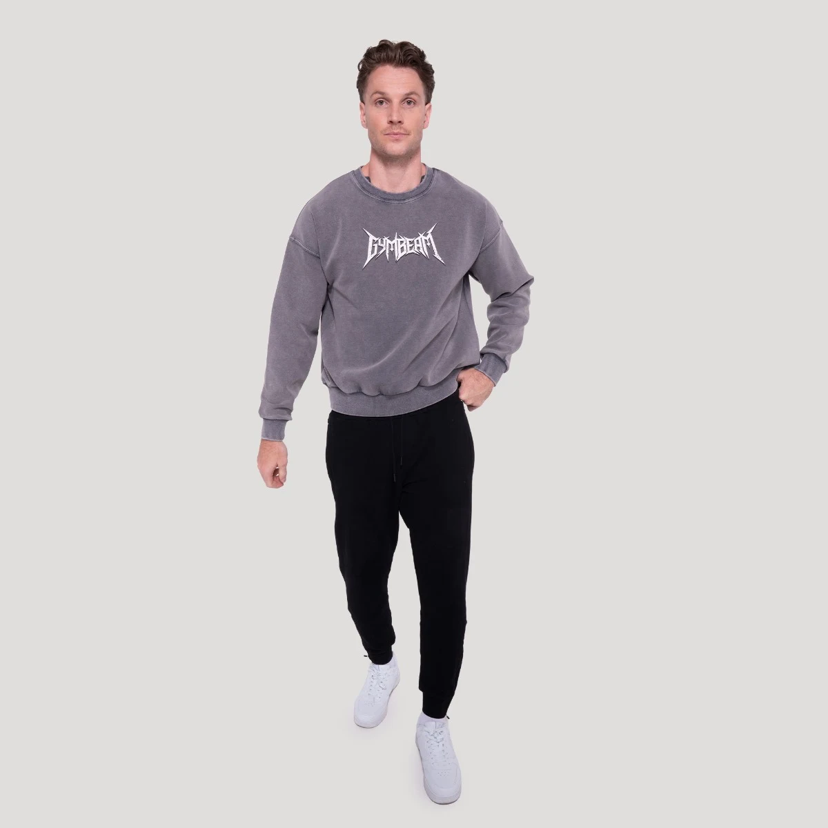 GymBeam Spike Sweatshirt Gray - Rozmiar: XXL | Kolor: Szary | Waga: 0,63 g | Opakowanie: 29 · záber 5