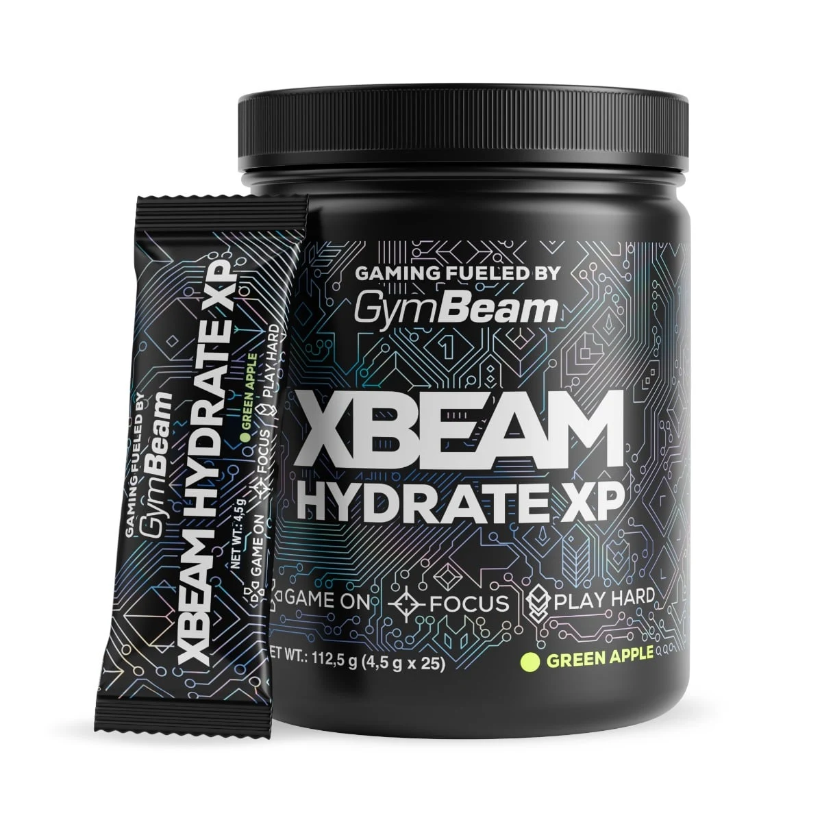XBEAM Hydrate XP - GymBeam - Smak: Zielone jabłko | Waga: 0,1125 g | Opakowanie: 112,5 g · záber 1