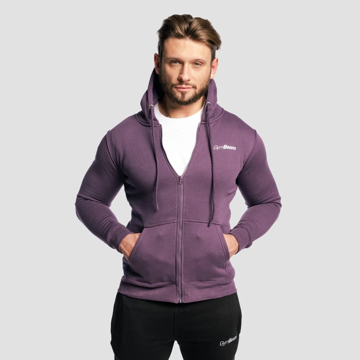 GymBeam Zipper Hoodie Obsidian - Rozmiar: S | Kolor: Fioletowy | Waga: 0,422 g | Opakowanie: 25 · záber 1