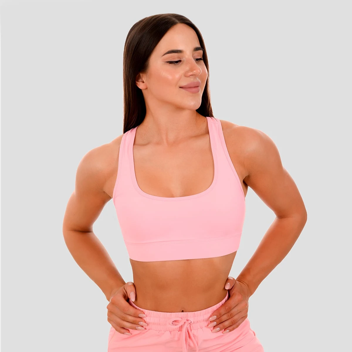 GymBeam Mesh Biustonosz sportowy Mesh Panel Pink - Rozmiar: S | Kolor: Różowy | Waga: 0,152 g | Opakowanie: 100 · záber 1