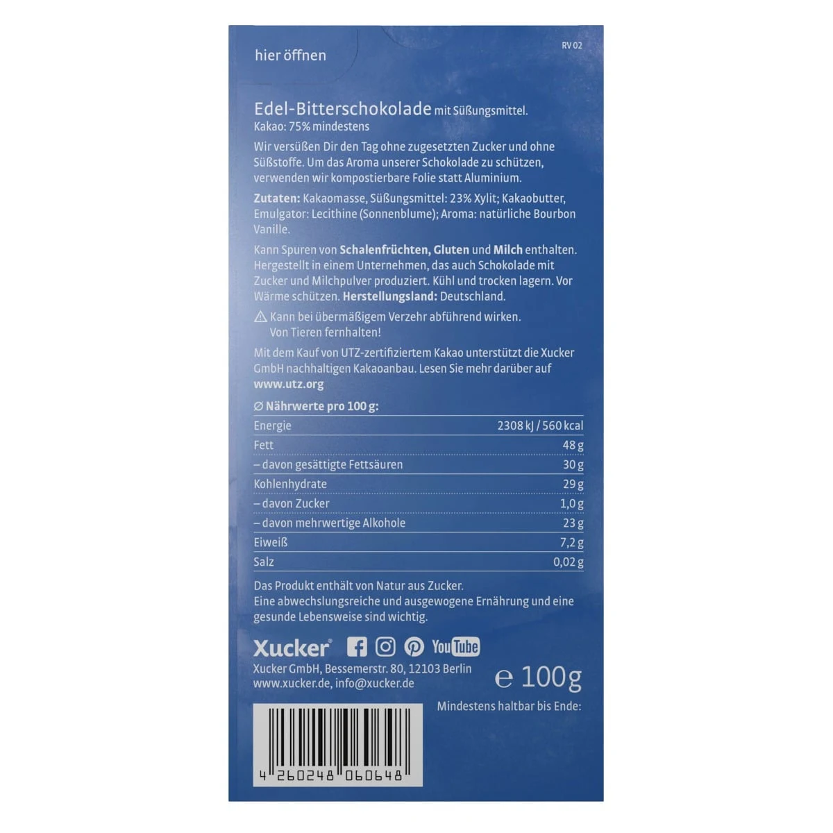 Xucker Czekolada Gorzka Xukkolade - Vek: Dorośli | Waga: 0,8 g | Opakowanie: 10 x 80 g · záber 5