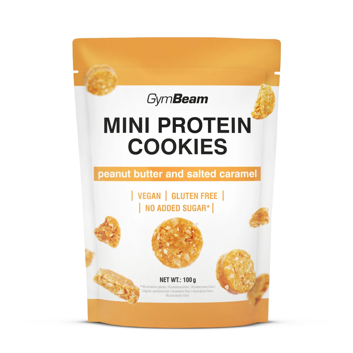 GymBeam Mini Protein Cookies - Smak: Masło orzechowe karmel solony | Waga: 0,1 g | Opakowanie: 100 g · záber 2