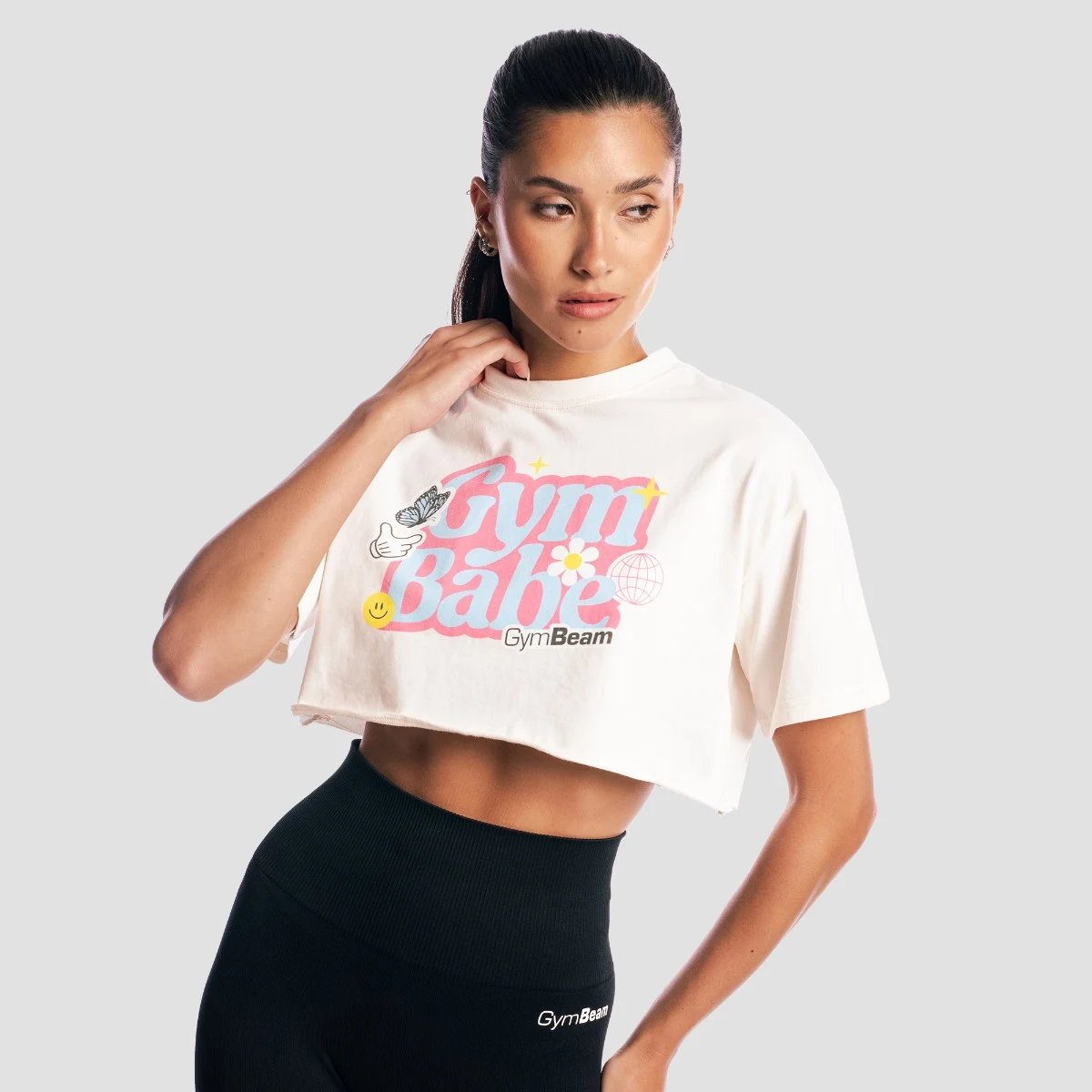 GymBeam Women‘s GymBabe Shirt Cream - Rozmiar: XS | Kolor: Béžová | Waga: 0,1355 g | Opakowanie: 125 · záber 4