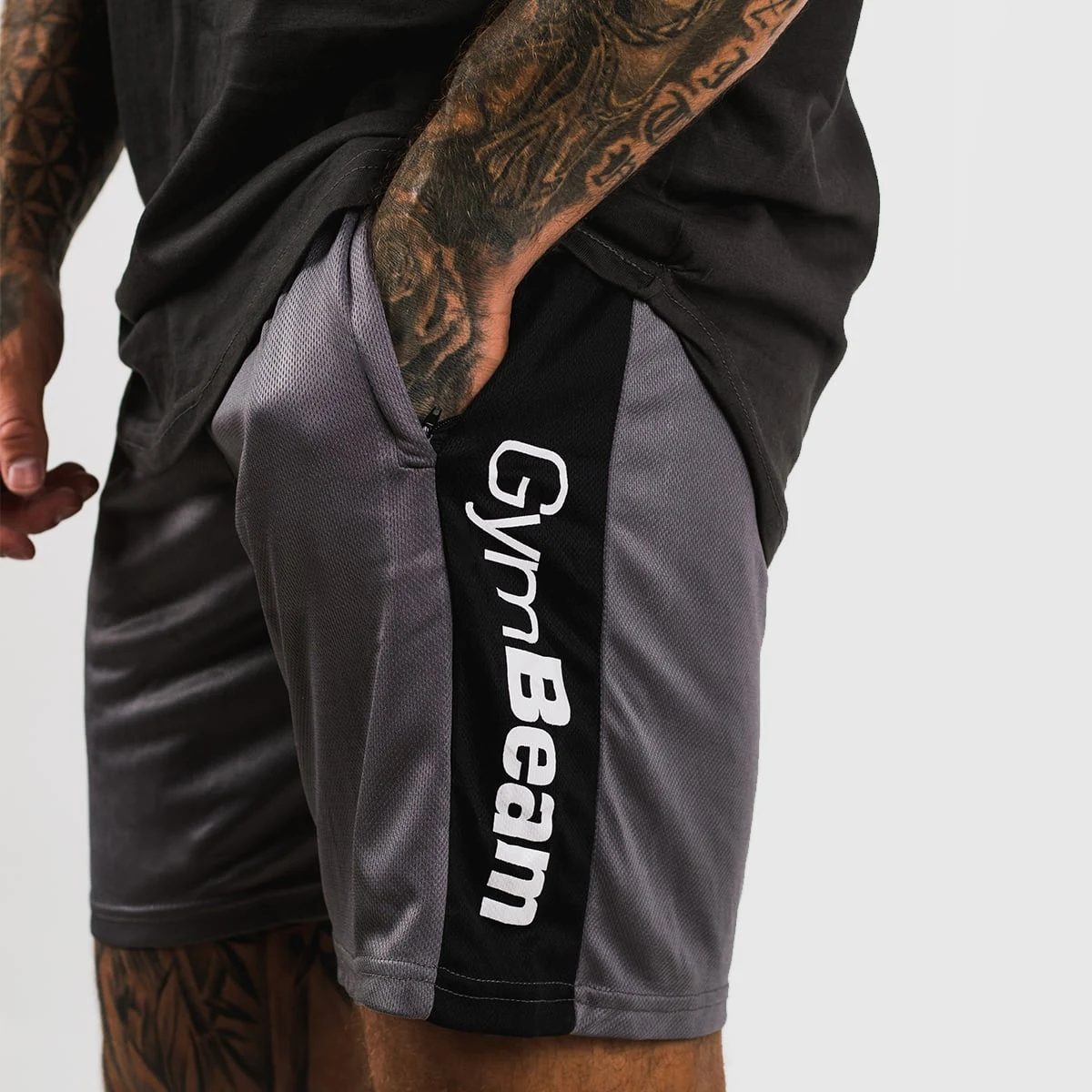 GymBeam Spodenki Vertical Grey - Rozmiar: XL · záber 2