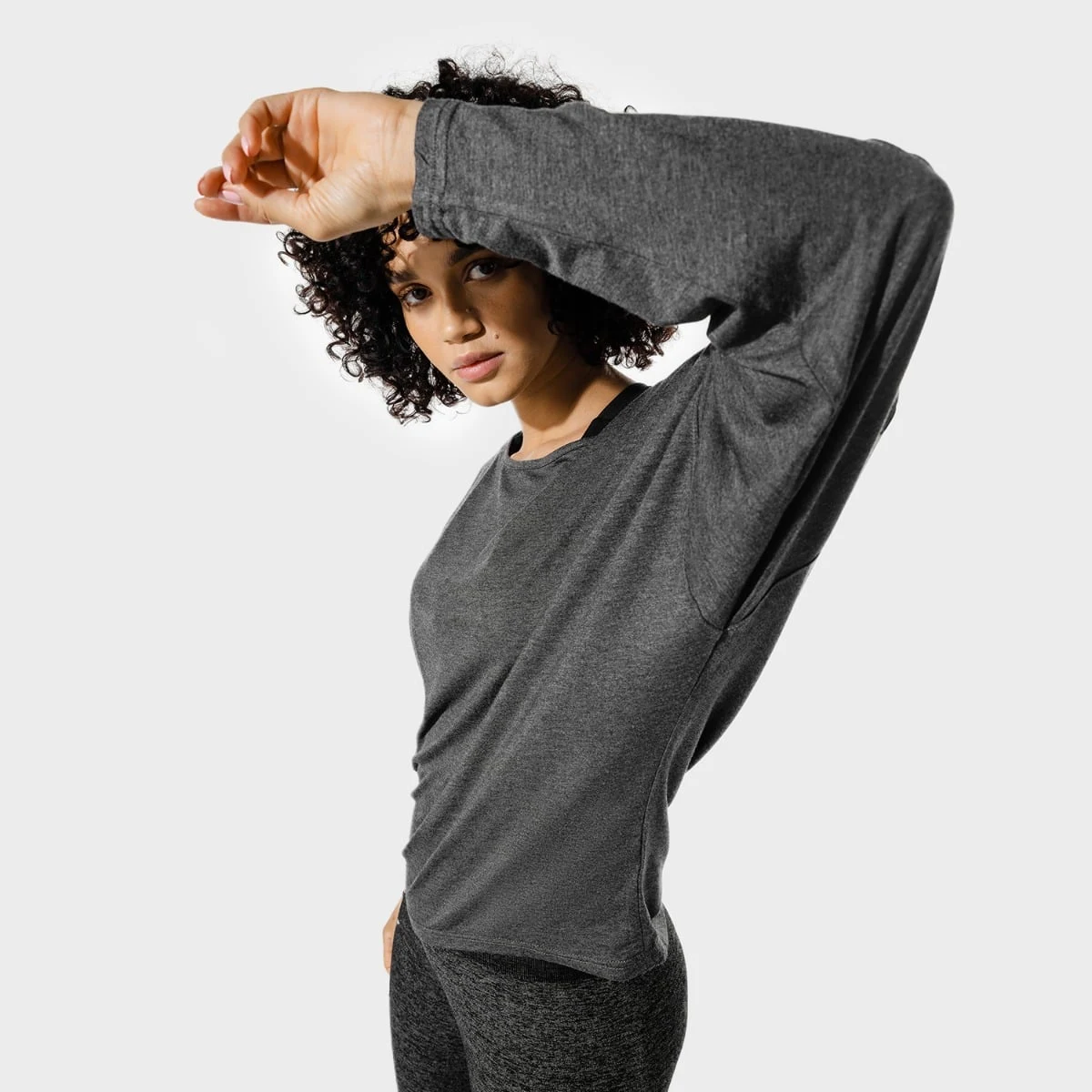SQUATWOLF Women‘s T-shirt Batwing Top Black Marl · záber 3