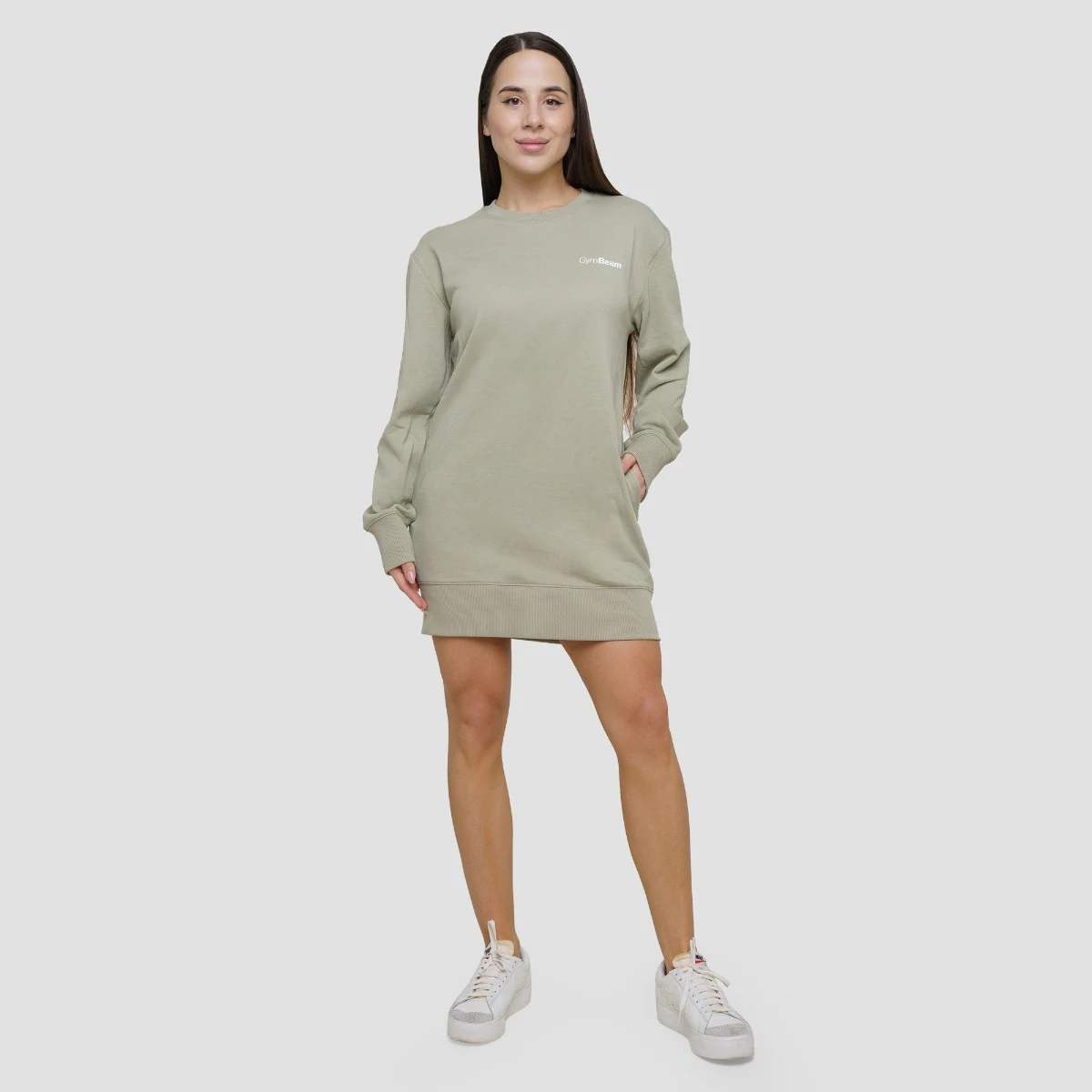 GymBeam Women‘s Agile Longline Jumper Sage - Rozmiar: XS | Kolor: Zielony | Waga: 0,582 g · záber 5