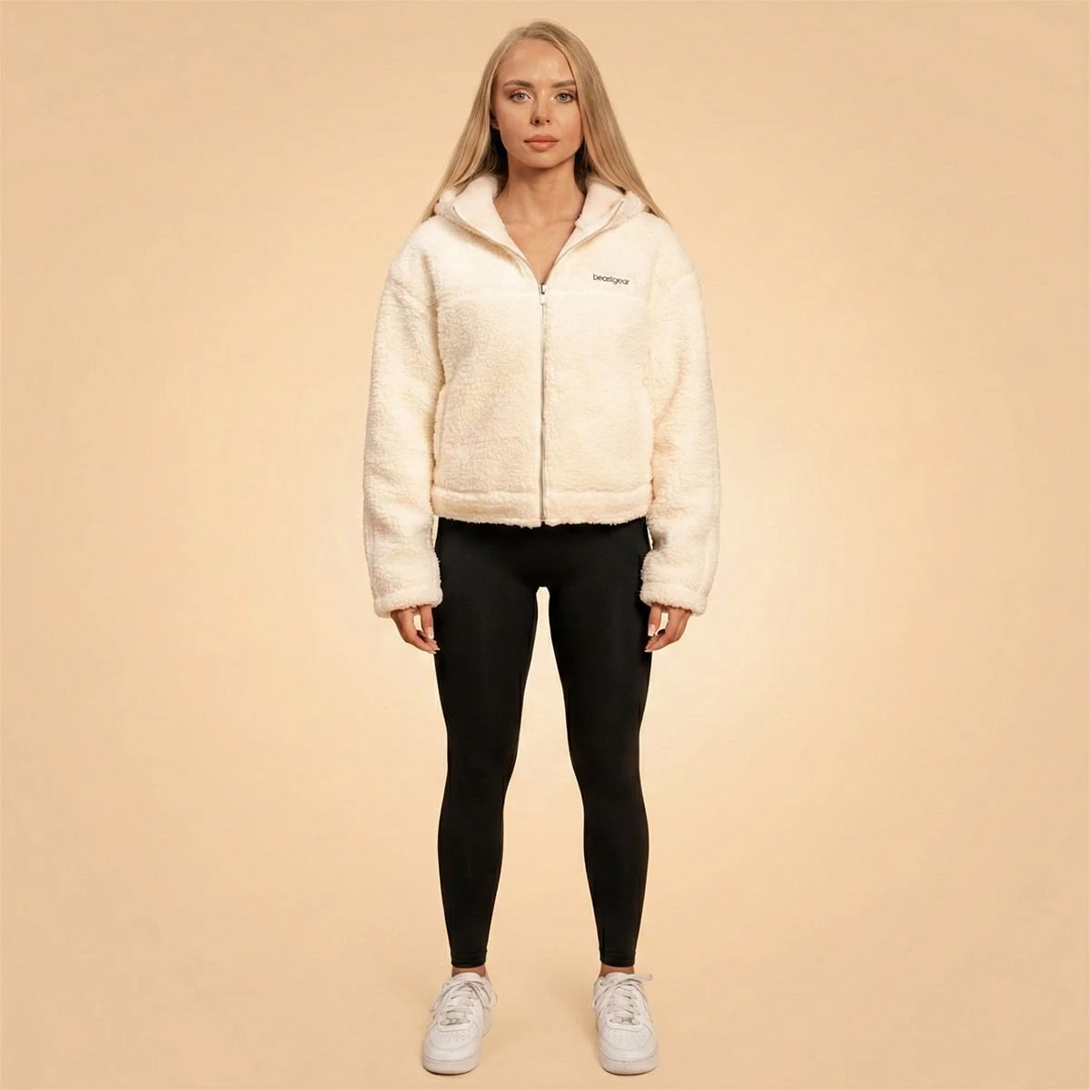 BeastPink Women‘s Bliss Hoodie Jacket Ivory - Rozmiar: XS | Kolor: Béžová | Waga: 0,77 g | Opakowanie: 10 · záber 4