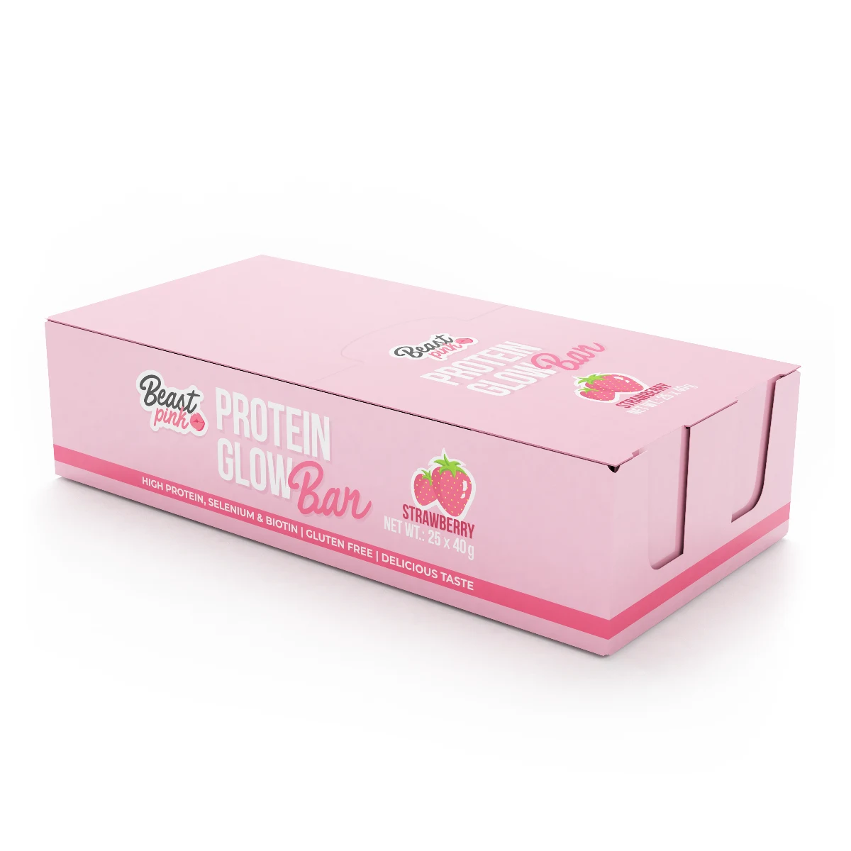 BeastPink Protein GlowBar - Smak: Truskawka | Waga: 1 g | Opakowanie: 25 x 40 g · záber 1