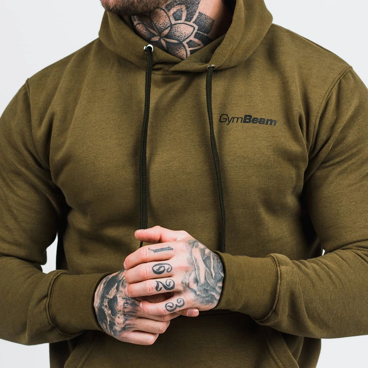 GymBeam Męska bluza z kapturem Athlete Military Green Black - Rozmiar: S | Kolor: Zielony | Waga: 0,45 g | Opakowanie: 25 · záber 5