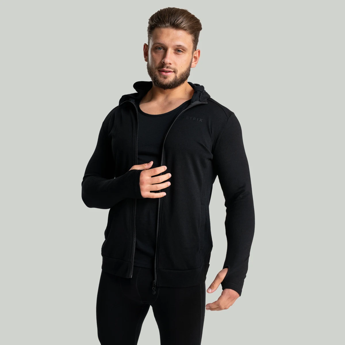 STRIX MERINO I Zip Up Hoodie Black · záber 5
