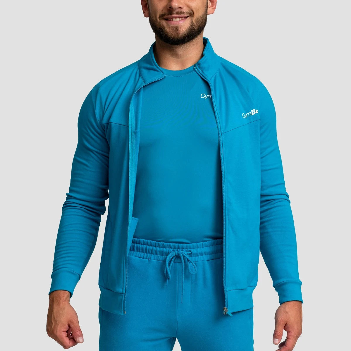GymBeam Limitless Zip Up Hoodie Aquamarine - Rozmiar: S | Kolor: Niebieski | Waga: 0,414 g · záber 2