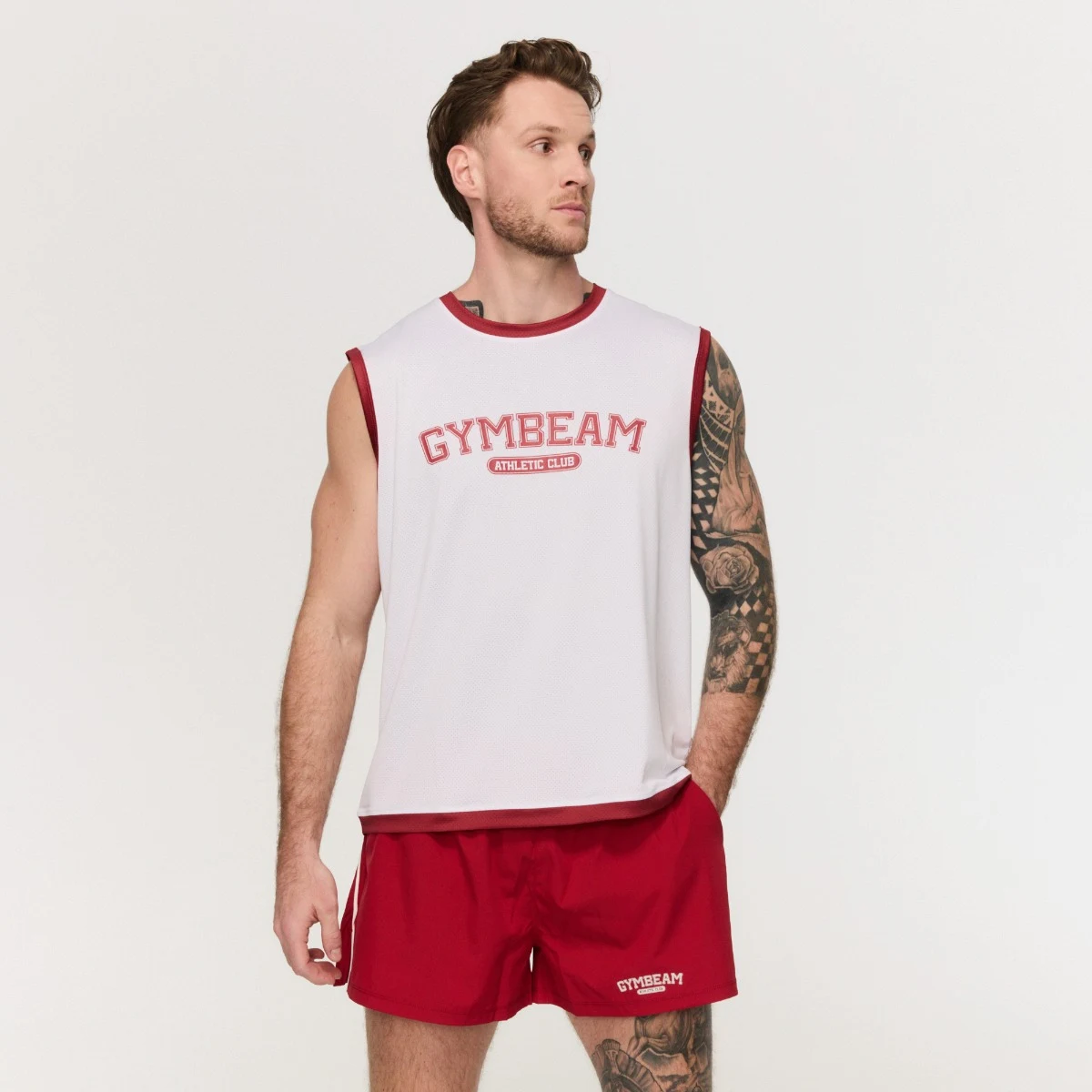 GymBeam Men‘s Varsity Tank Top White - Rozmiar: XXL | Kolor: Biały | Waga: 0,2 g | Opakowanie: 92 · záber 4