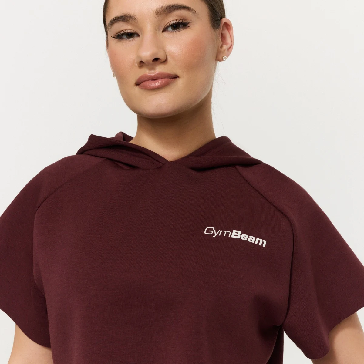 GymBeam Women‘s Relay Cropped Hoodie Fig - Rozmiar: S | Kolor: Czerwony | Waga: 0,3345 g | Opakowanie: 55 · záber 2