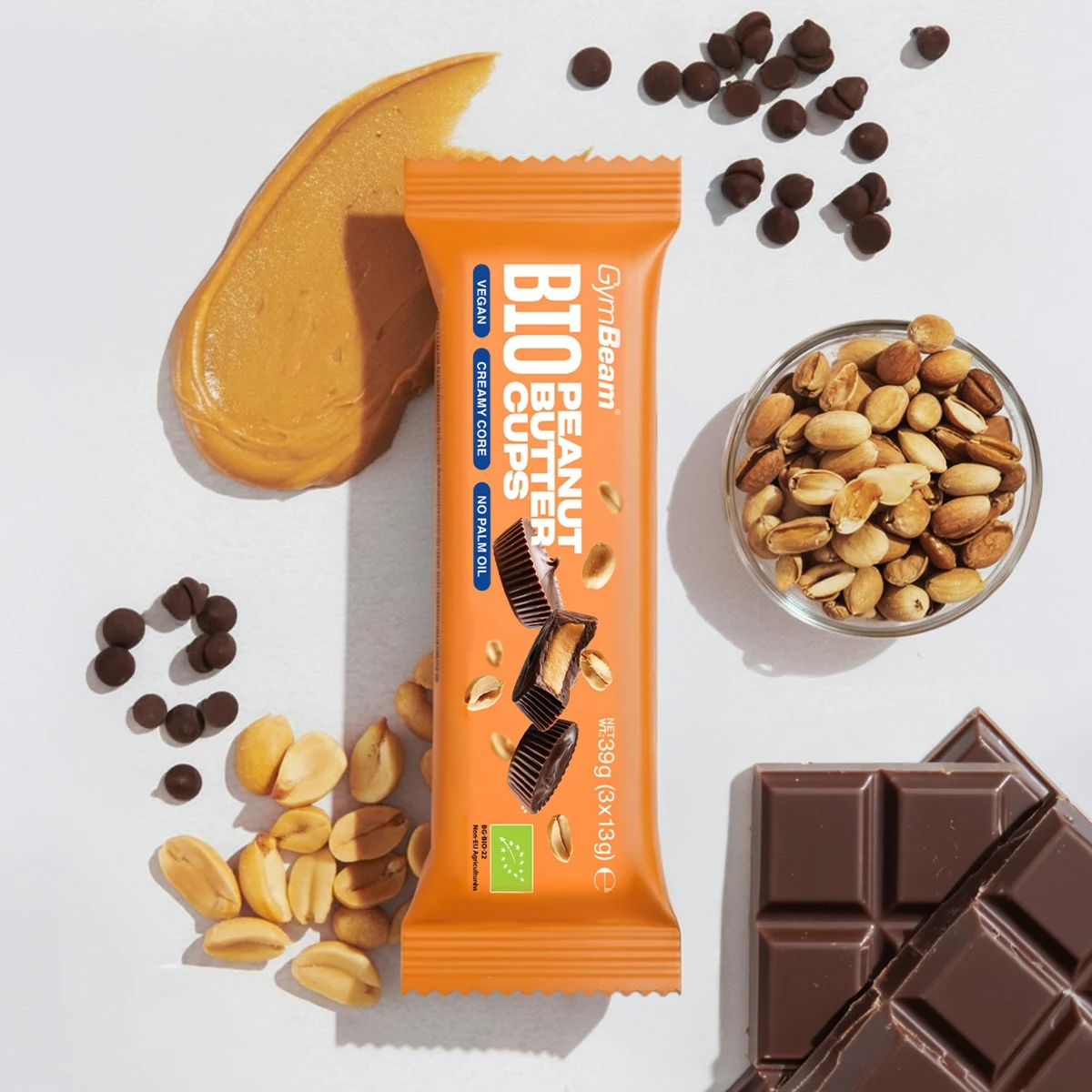 GymBeam BIO Peanut Butter Cups - Waga: 0,039 g | Opakowanie: 39 g · záber 3