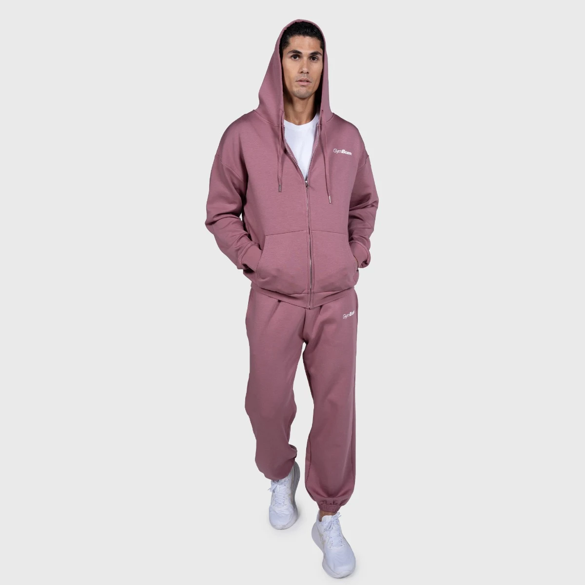 GymBeam Relay Zip Hoodie Haze - Rozmiar: S | Kolor: Różowy | Waga: 0,60386 g | Opakowanie: 34 · záber 4