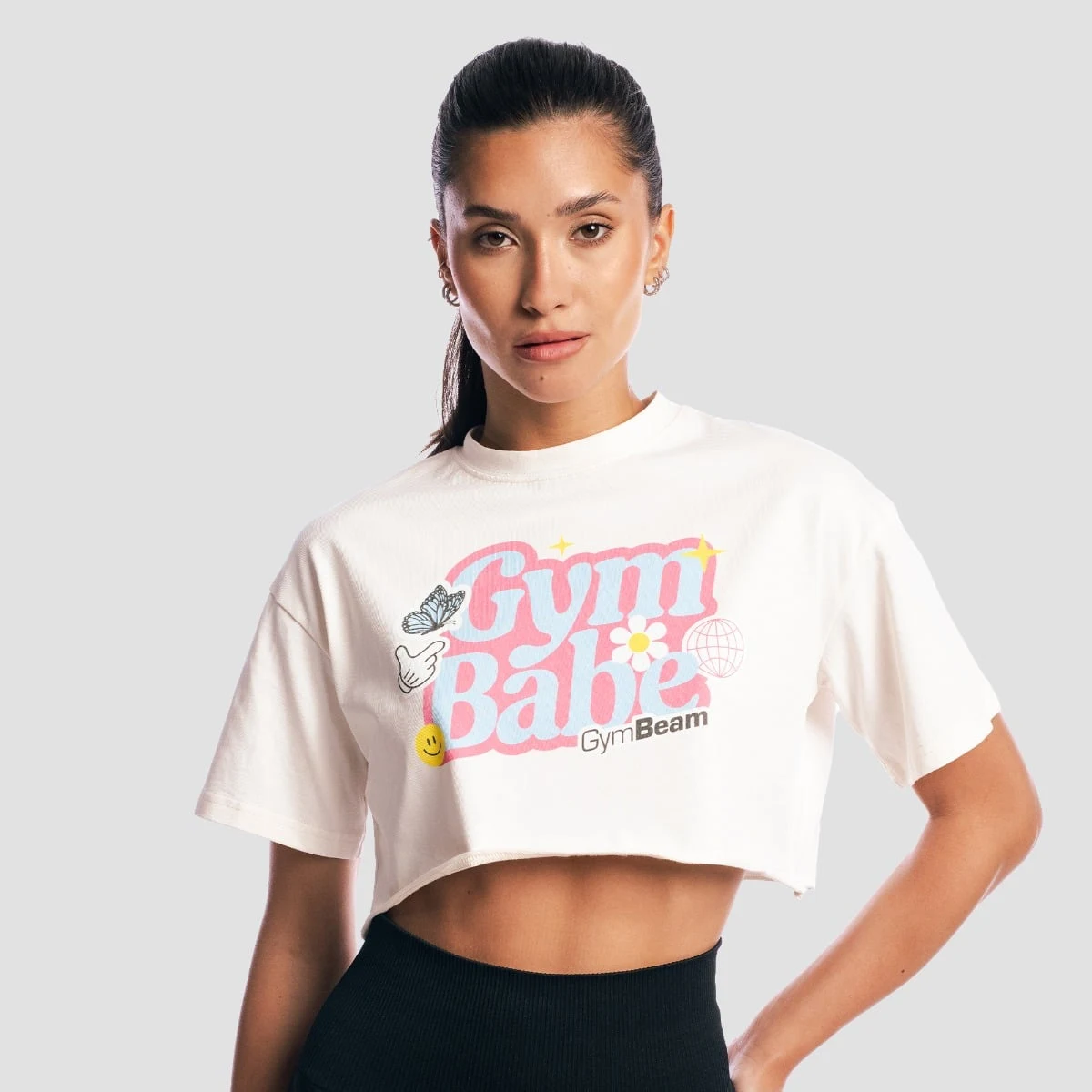 GymBeam Women‘s GymBabe Shirt Cream - Rozmiar: XS | Kolor: Béžová | Waga: 0,1355 g | Opakowanie: 125 · záber 1