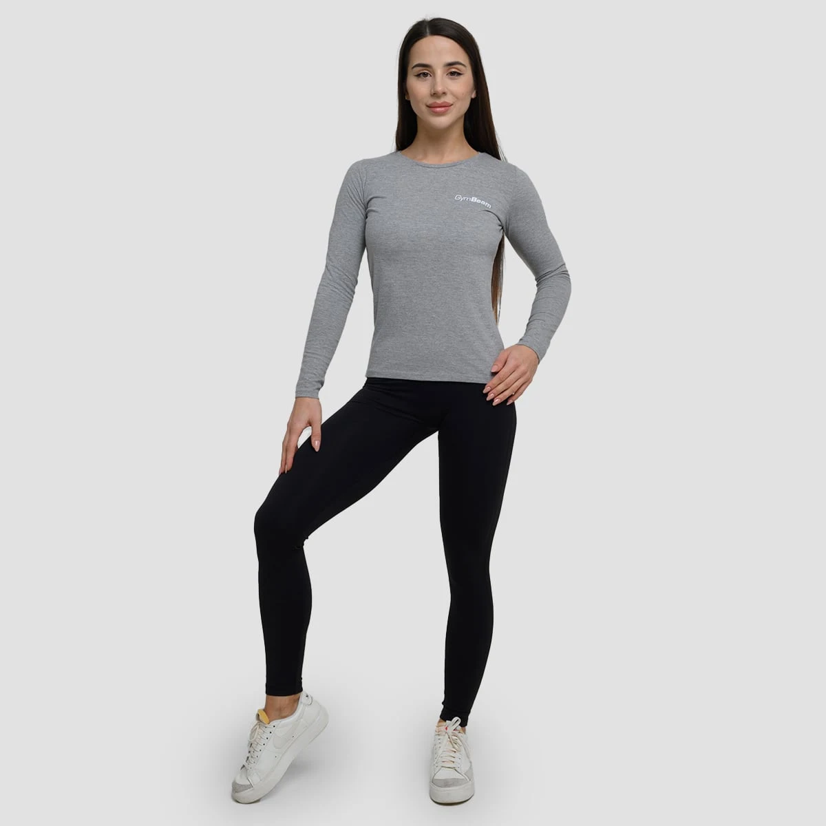 GymBeam Women‘s Basic Long Sleeve T-Shirt Grey - Rozmiar: XS | Kolor: Szary | Waga: 0,139 g · záber 4