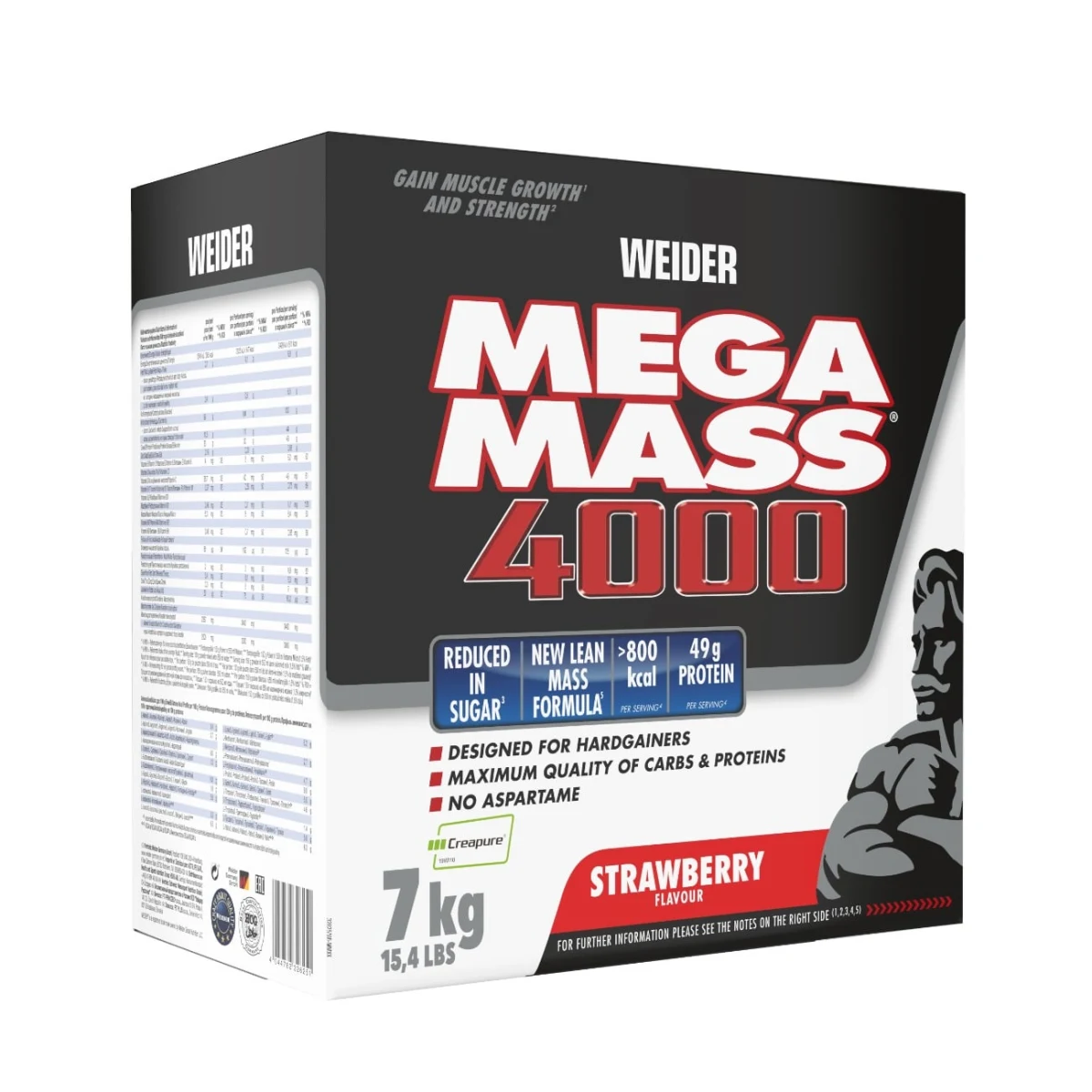 Weider Gainer Giant Mega Mass 4000 - Smak: Truskawka | Waga: 7 g | Opakowanie: 7000 g · záber 1