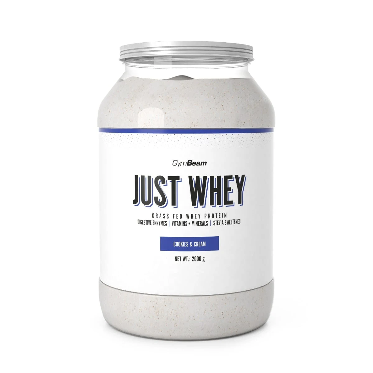 GymBeam Protein Just Whey - Smak: Cookies & cream | Waga: 2 g | Opakowanie: 2000 g · záber 1