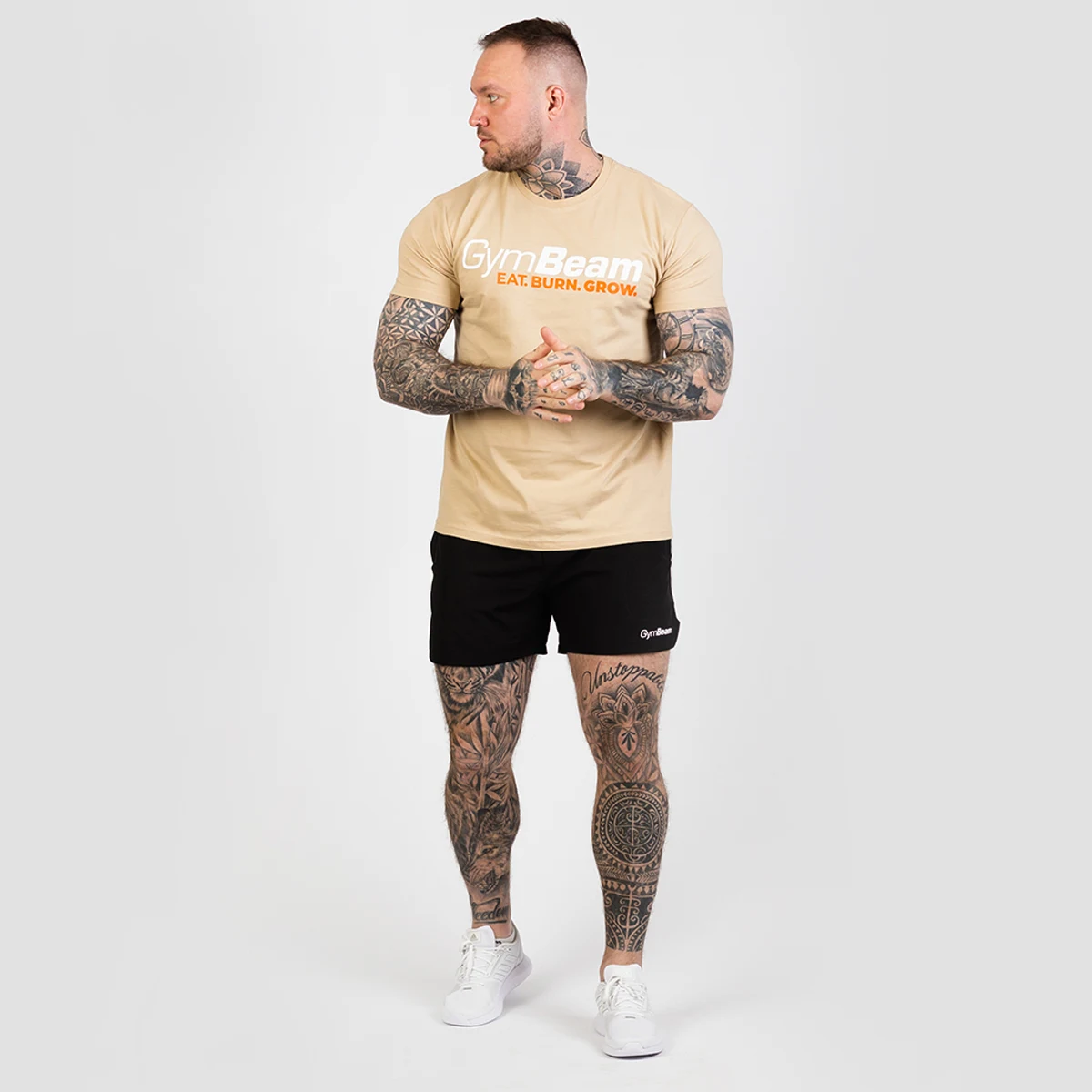 GymBeam Grow T-shirt Sand - Kolor: Béžová | Waga: 0,22 g | Opakowanie: 50 · záber 5