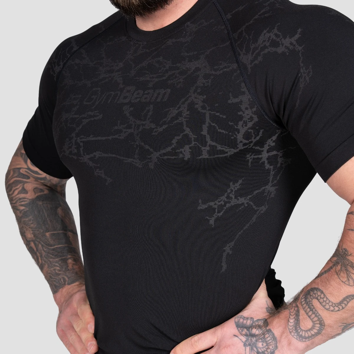 GymBeam Static Seamless T-shirt Black - Rozmiar: M | Kolor: Czarny | Waga: 0,19299 g | Opakowanie: 73 · záber 3