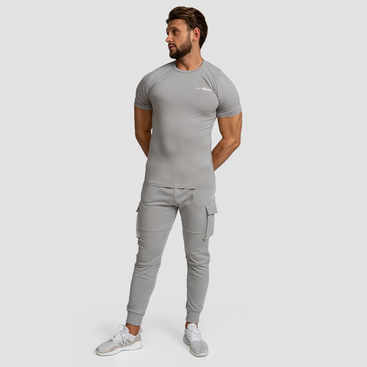 GymBeam Men‘s Fitted TRN T-shirt Grey - Rozmiar: M | Kolor: Szary | Waga: 0,181 g | Opakowanie: 110 · záber 5