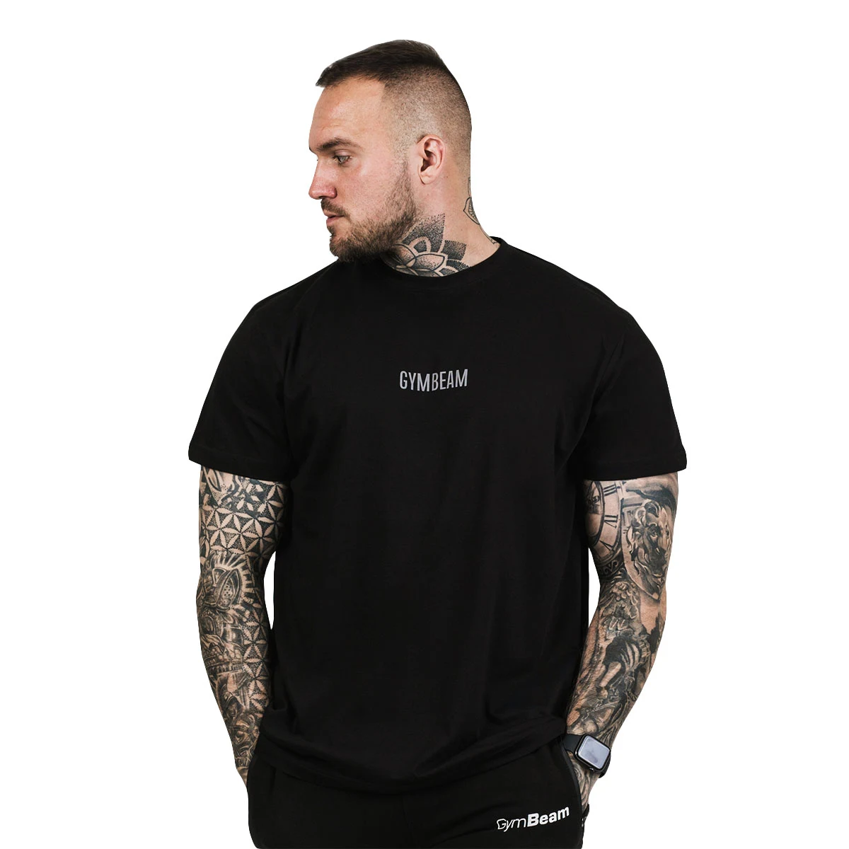 Koszulka FIT Czarna - GymBeam - Rozmiar: S | Kolor: Czarny | Waga: 0,14 g | Opakowanie: 10 · záber 4
