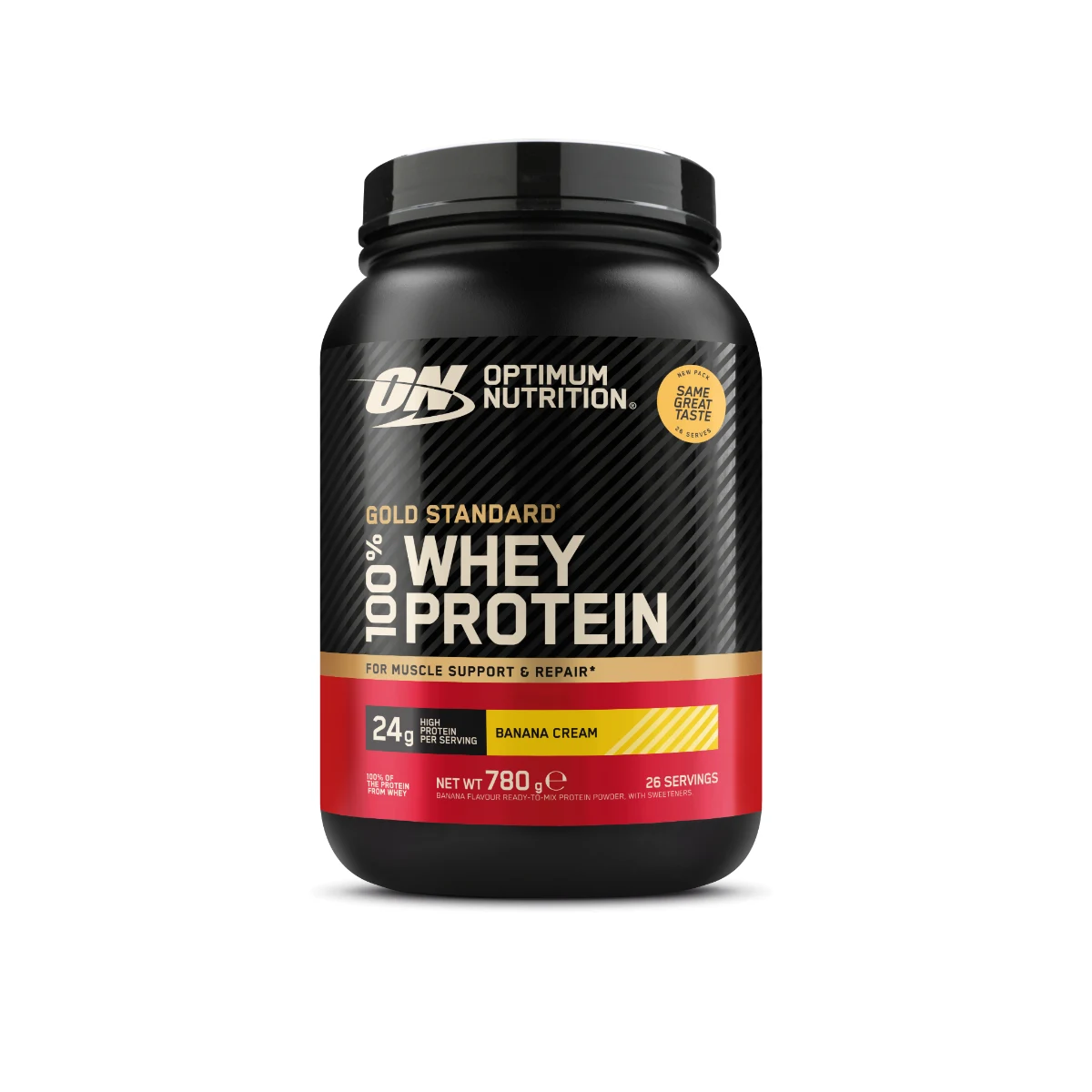 Optimum Nutrition Białko Whey Gold Standard 100% - Smak: Banan śmietana | Waga: 0,768 g | Opakowanie: 768 g · záber 1