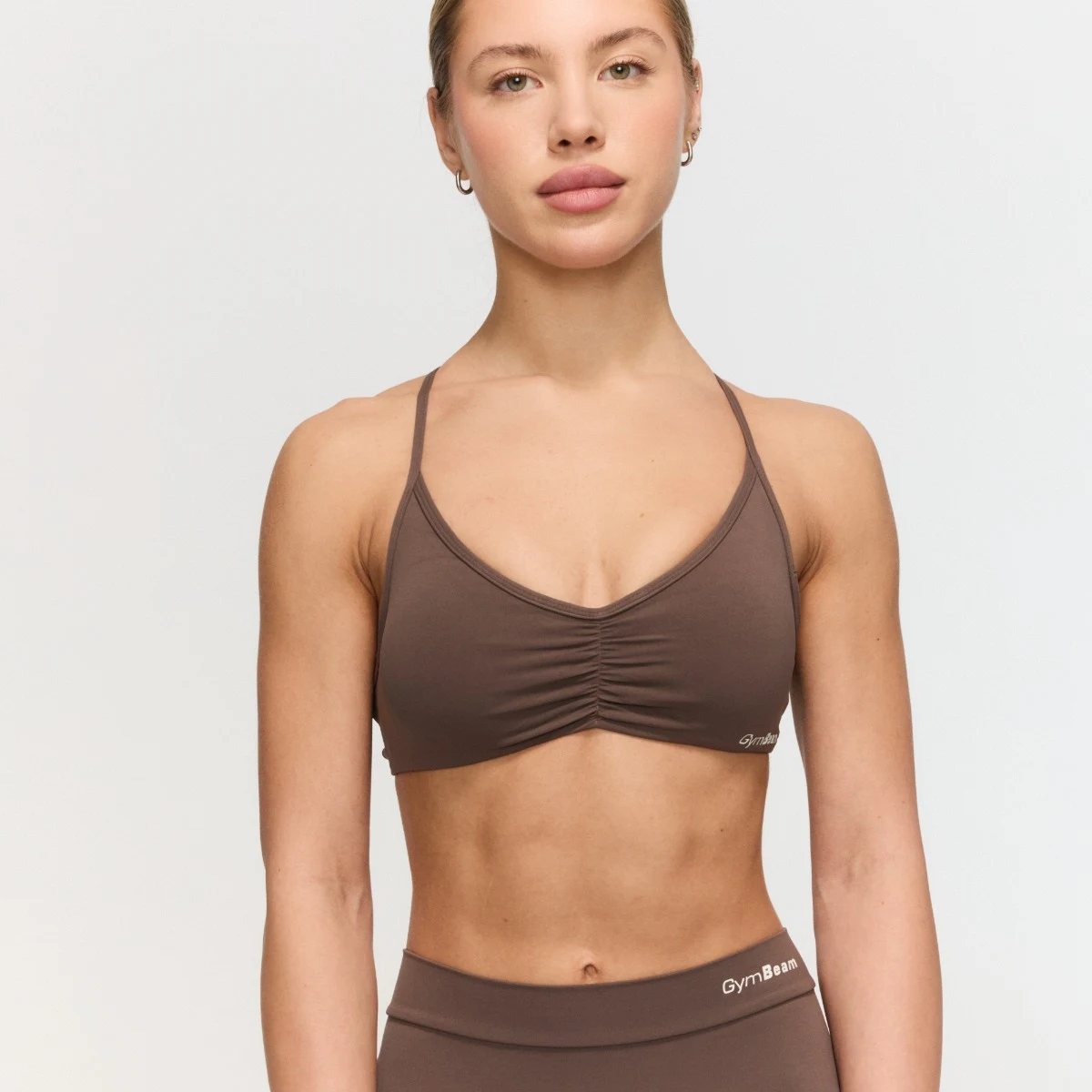 GymBeam Fierce Sports Bra Cappuccino - Rozmiar: XL | Kolor: Brązowy | Waga: 0,08 g | Opakowanie: 150 · záber 5