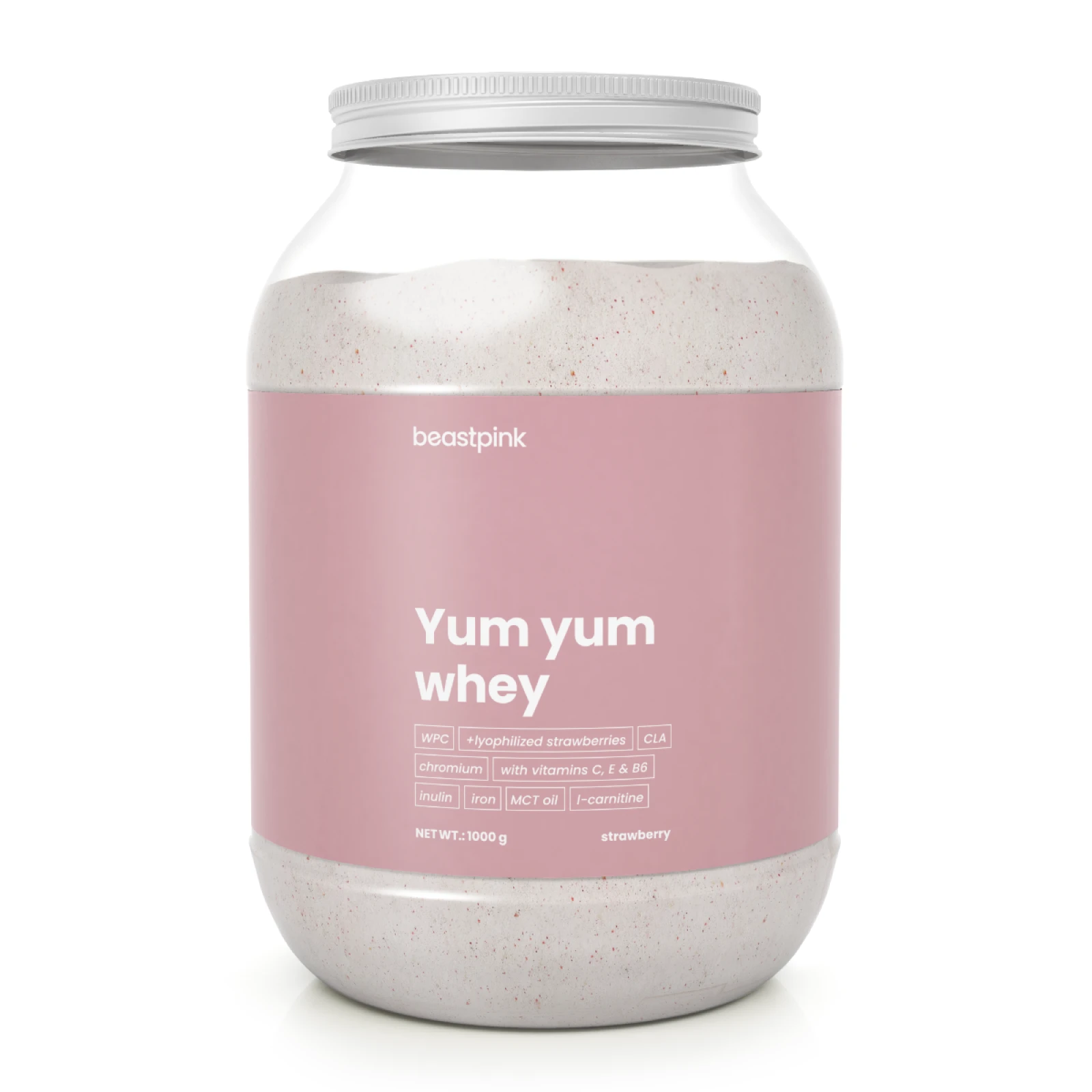 BeastPink Yum Yum Whey 1000 g - Smak: Strawberry splash | Waga: 1 g | Objętość: 1000 g | Opakowanie: 1000 g · záber 1