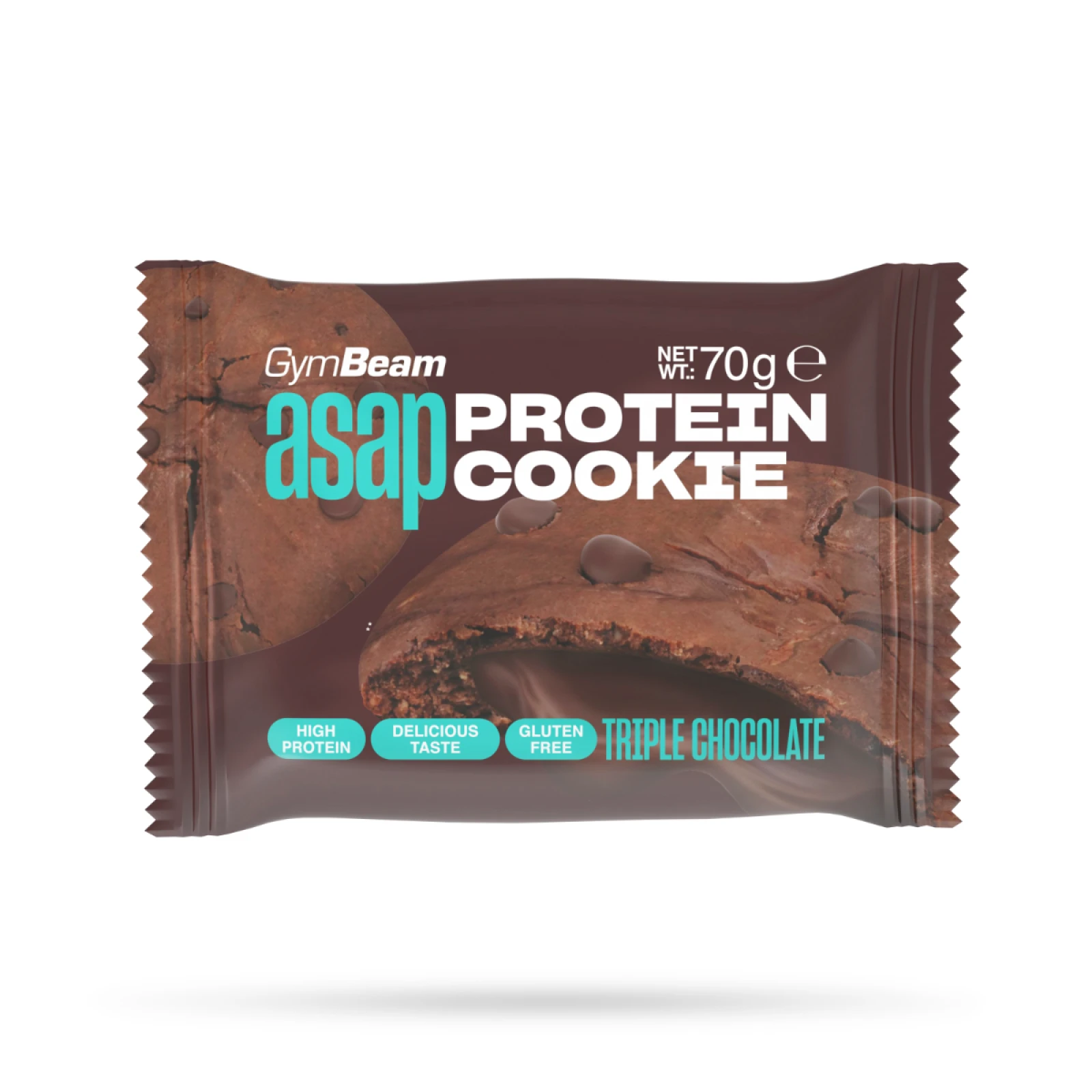 GymBeam ASAP Protein Cookie - Smak: Potrójna czekolada | Waga: 0,07 g | Opakowanie: 70 g · záber 1