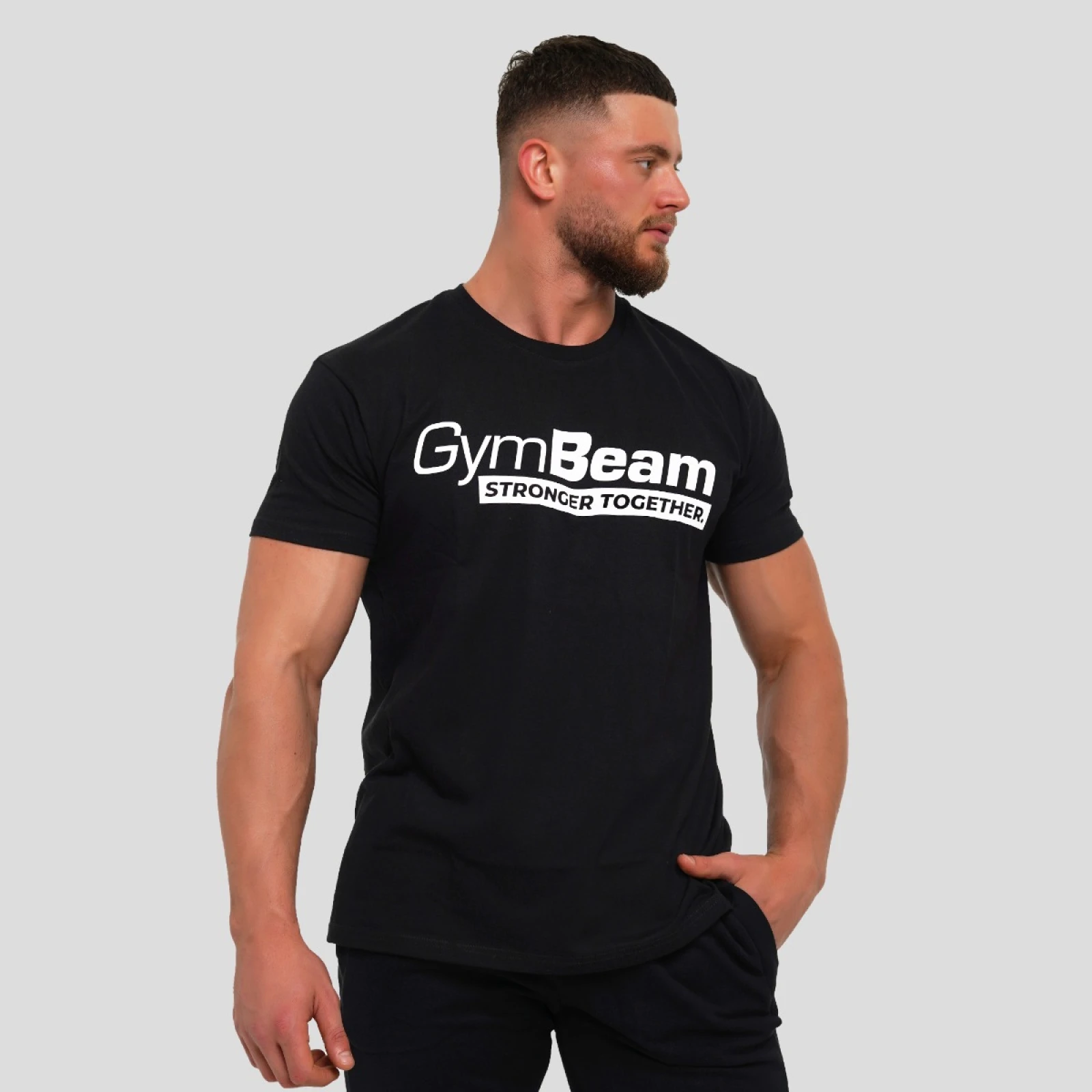 GymBeam Stronger Together T-shirt Black - Rozmiar: S | Vek: Dorośli | Waga: 0,198 g · záber 2