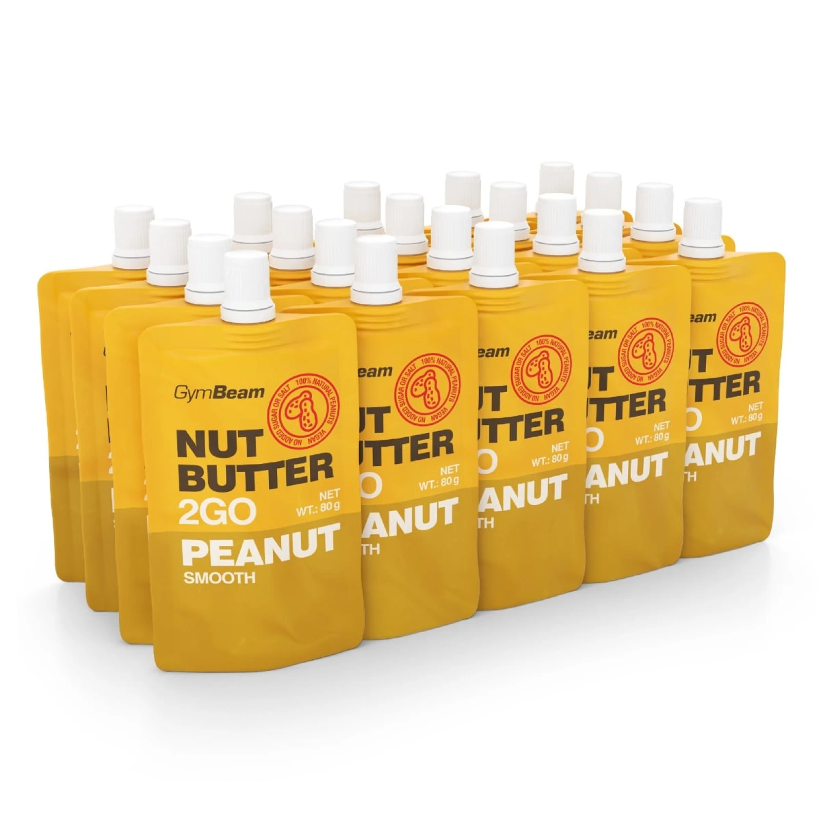 GymBeam Nut Butter 2GO - peanut butter - Waga: 1,6 g | Opakowanie: 20 x 80 g · záber 1