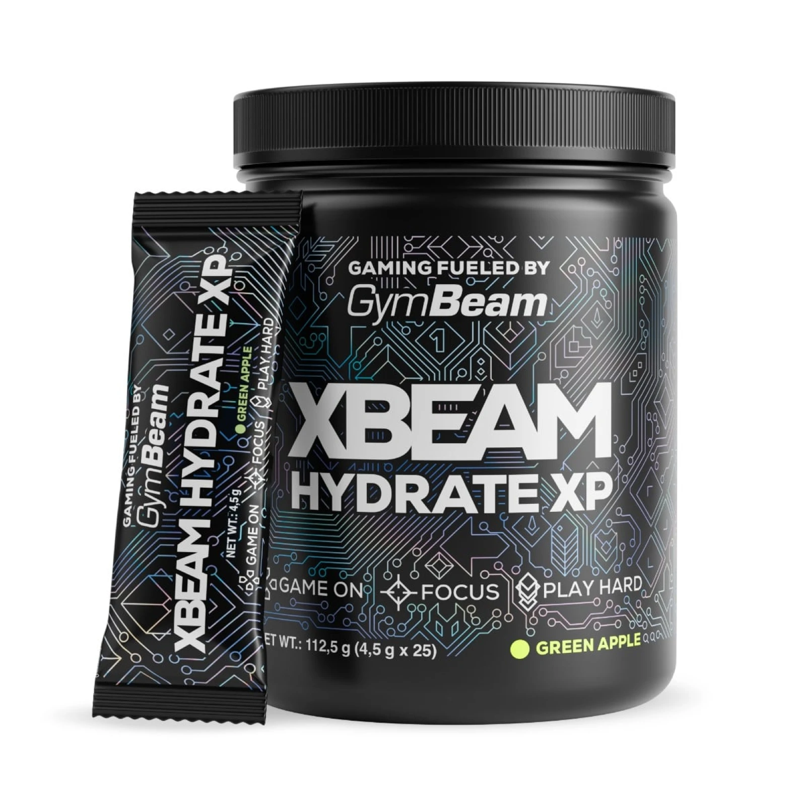 XBEAM Hydrate XP - GymBeam - Smak: Zielone jabłko | Waga: 0,1125 g | Opakowanie: 112,5 g · záber 1