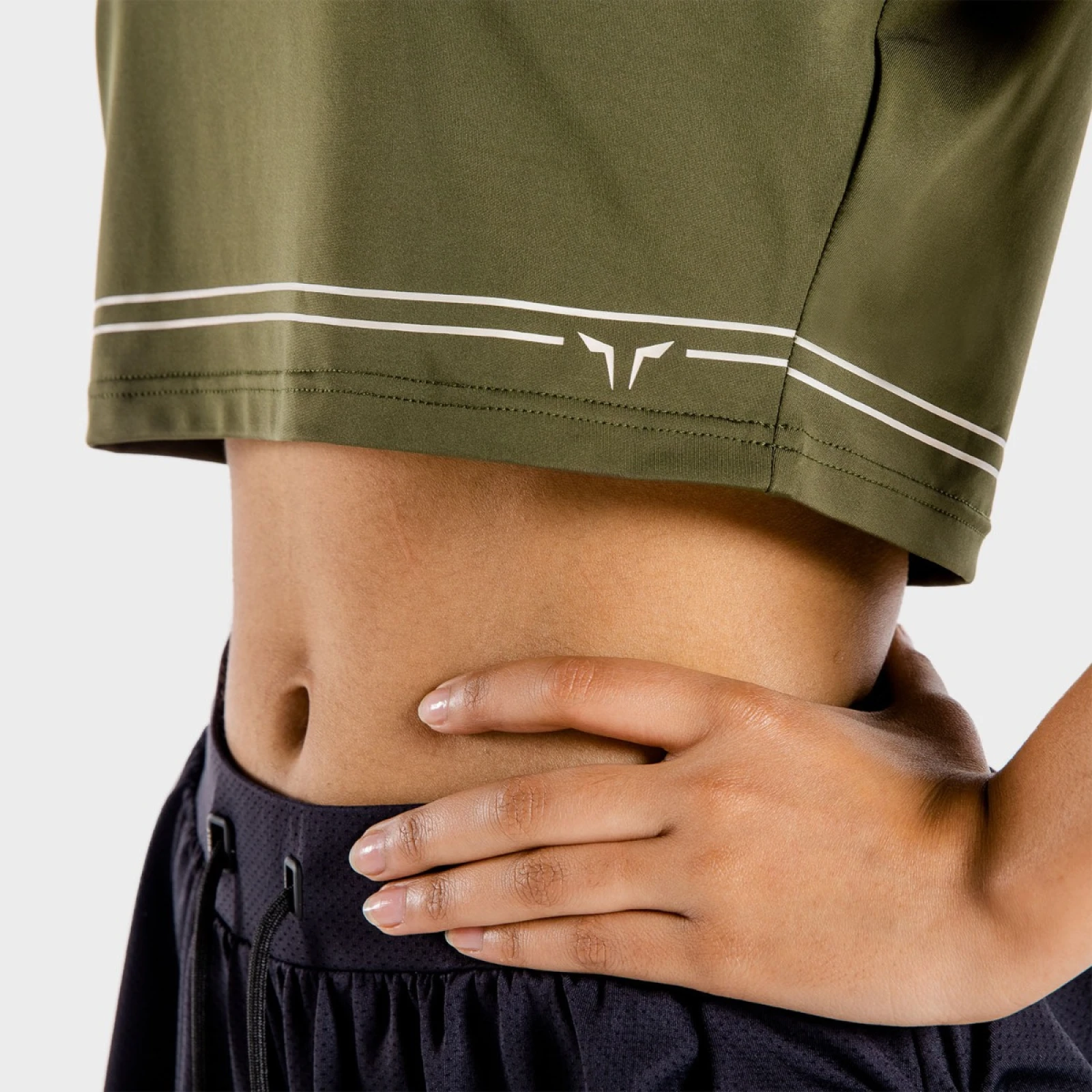 Damska koszulka Crop Top Flux Khaki - SQUATWOLF · záber 2