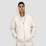GymBeam Relay Zip Hoodie Pearl - Rozmiar: S | Kolor: Béžová | Waga: 0,60386 g | Opakowanie: 34 · záber 3