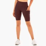 Ryderwear Damskie spodenki rowerowe z wysokim stanem i kieszeniami Reset Chocolate · záber 1
