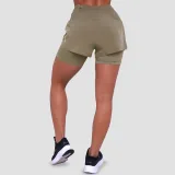 GymBeam Women‘s Pulse Running shorts 2in1 Vetiver - Rozmiar: L | Kolor: Zielony | Waga: 0,17 g | Opakowanie: 65 · záber 3