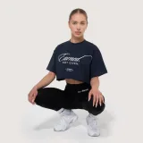 GymBeam Women‘s Earned Cropped T-shirt Midnight - Rozmiar: L | Kolor: Niebieski | Waga: 0,1546 g | Opakowanie: 37 · záber 5